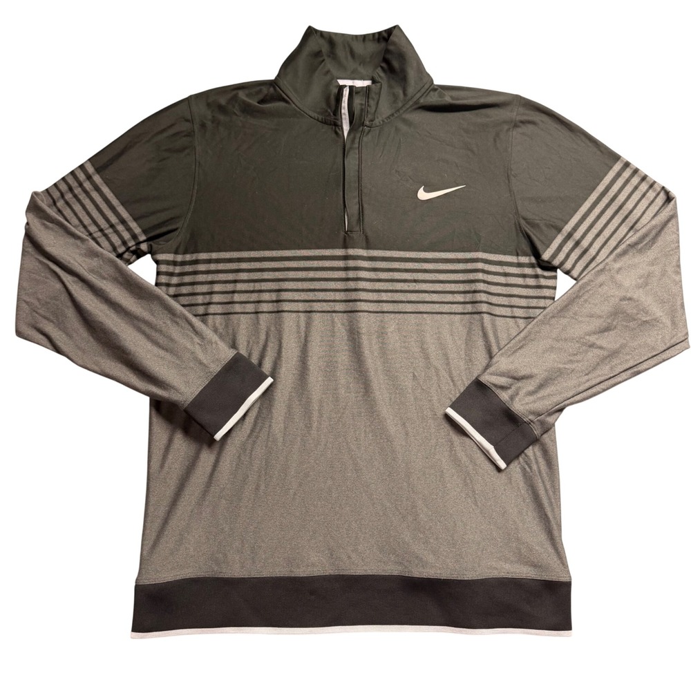 Nike Golf Tour Performance Dri-FIT Mens Medium Quarter Zip Pullover Grey Black